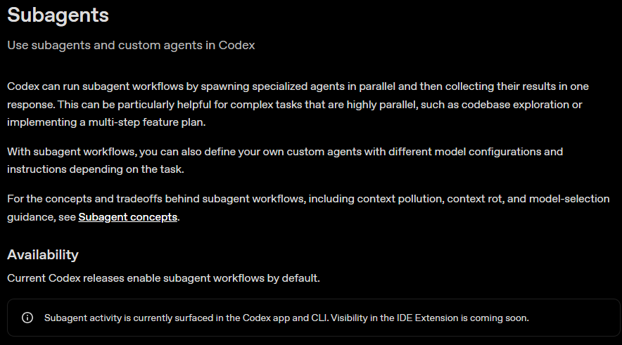 OpenAI Codex 서브에이전트 업데이트 내역이미지